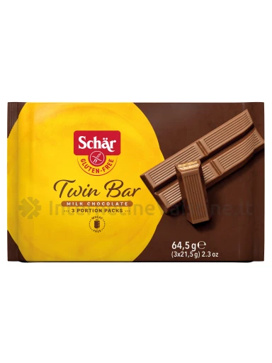 Schär TWIN BAR – vaflinis batonėlis be glitimo, 64.5g | internetinevaistine.lt
