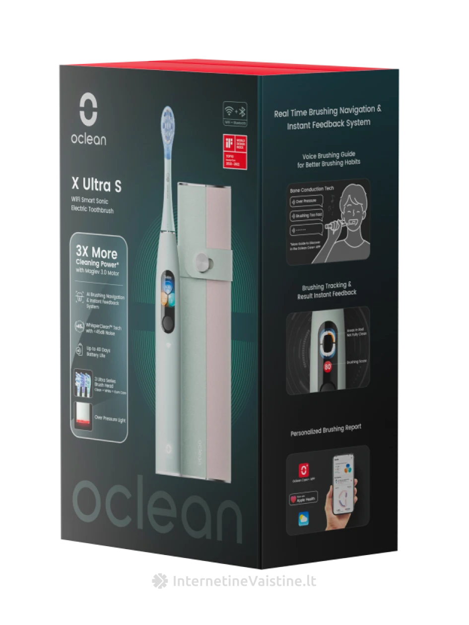OCLEAN X Ultra Set Green elektrinio dantų šepetėlio rinkinys, N1 | internetinevaistine.lt