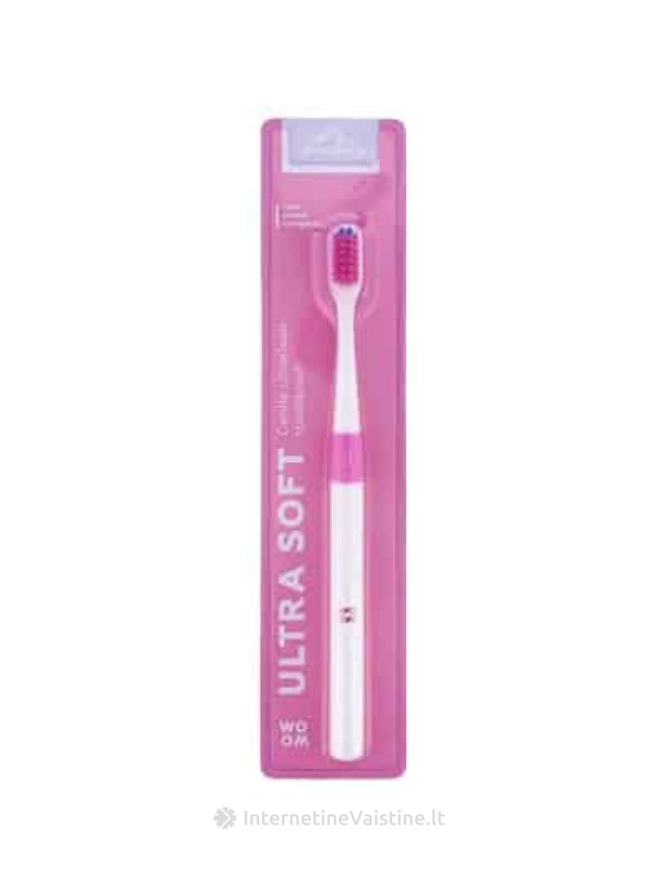 WOOM labai minkštas dantų šepetėlis ULTRA SOFT, rožinis N1), Vnt | internetinevaistine.lt