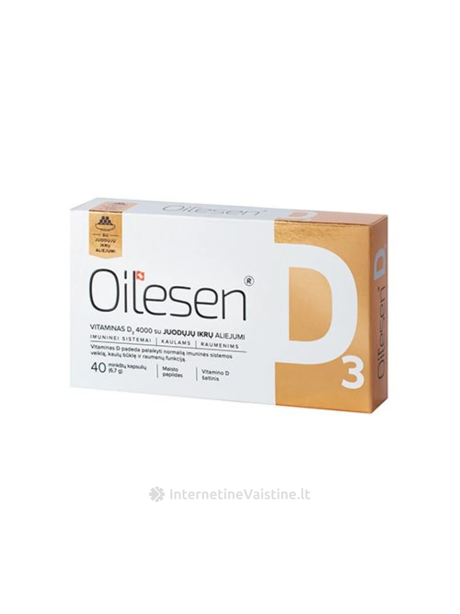 OILESEN Vit.D3 4000 su juod. ikrų aliej., kaps. N40, 40 vnt. | internetinevaistine.lt