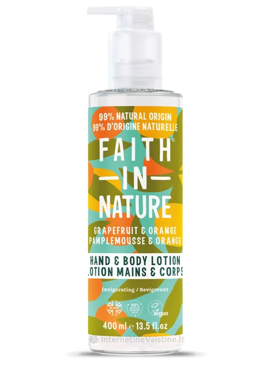 FAITH IN NATURE losjonas rankoms ir kūnui greipfrutų/apelsinų, 400 ml, Vnt | internetinevaistine.lt