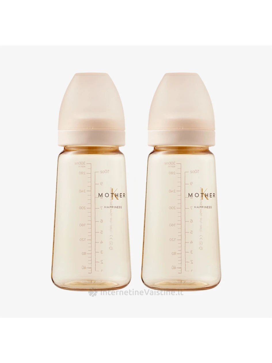 MOTHER-K buteliukas PPSU Basic 280ml be žinduko 2 vnt. (kreminis), 2 vnt. | internetinevaistine.lt