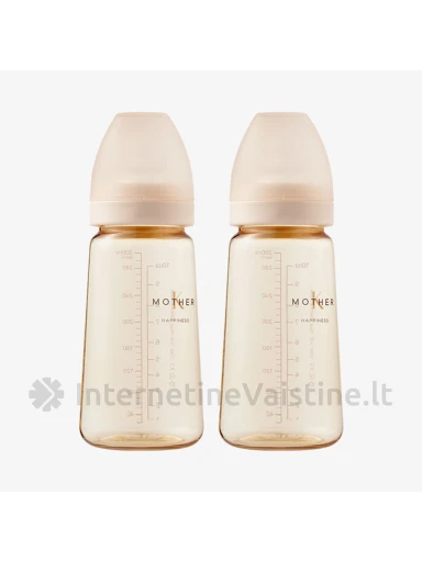 MOTHER-K buteliukas PPSU Basic 280ml be žinduko 2 vnt. (kreminis), 2 vnt. | internetinevaistine.lt