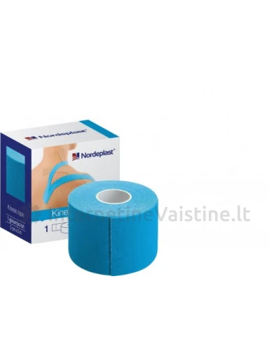 Kineziterapinis pleistras Nordeplast 5cmx5m, žydras, Vnt | internetinevaistine.lt