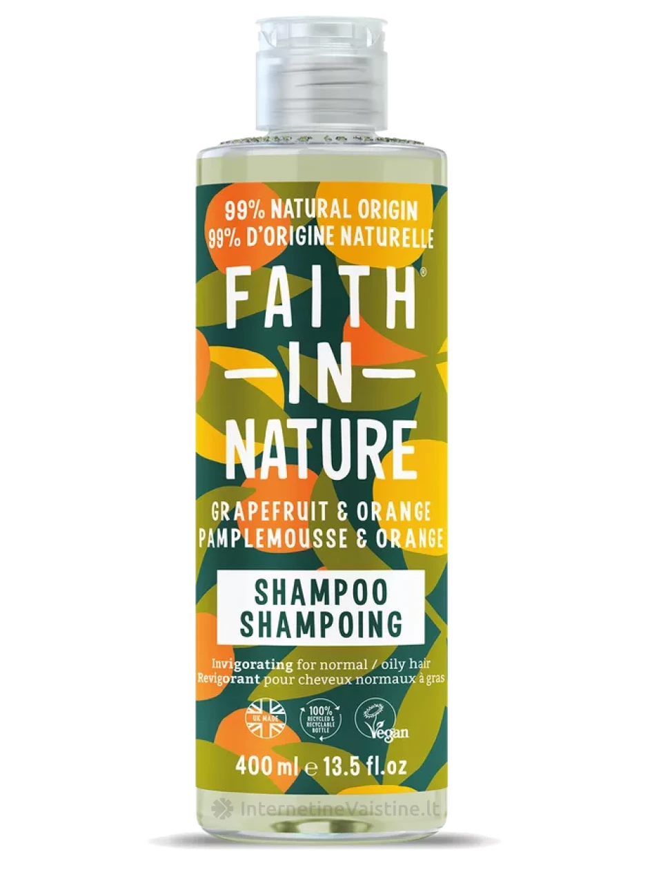 FAITH IN NATURE Grapefruit & Orange visų tipų plaukams šampūnas, 400 ml, Vnt | internetinevaistine.lt