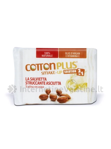 COTTON PLUS 2:1 sausi makiažo vatos lapeliai su pieneliu Argan N40 | internetinevaistine.lt