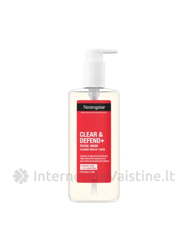 NEUTROGENA kasdienis prausiamasis gelis CLEAR & DEFEND+ FACIAL 200 ml | internetinevaistine.lt