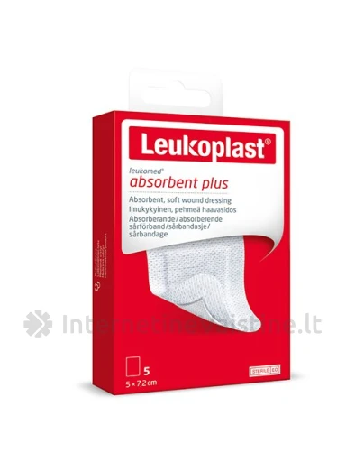 Tvarstis LEUKOPLAST LEUKOMED Absorbent Plus 5x7.2cm N5, 5 vnt. | internetinevaistine.lt