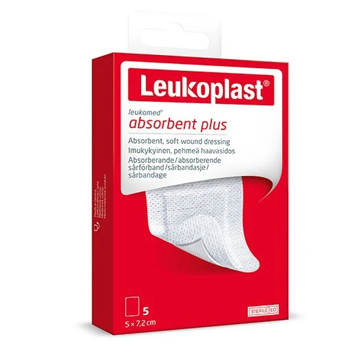 LEUKOPLAST LEUKOMED Absorbent Plus sterilus lipnus absorbuojantis tvarstis 7.2x5cm, 5 vnt.