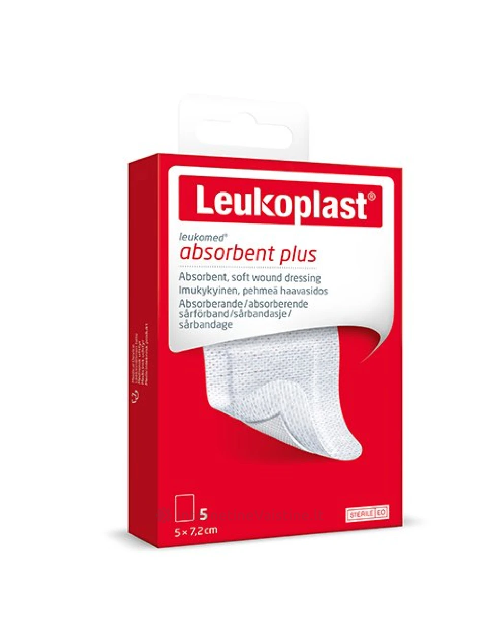 Tvarstis LEUKOPLAST LEUKOMED Absorbent Plus 5x7.2cm N5, 5 vnt. | internetinevaistine.lt