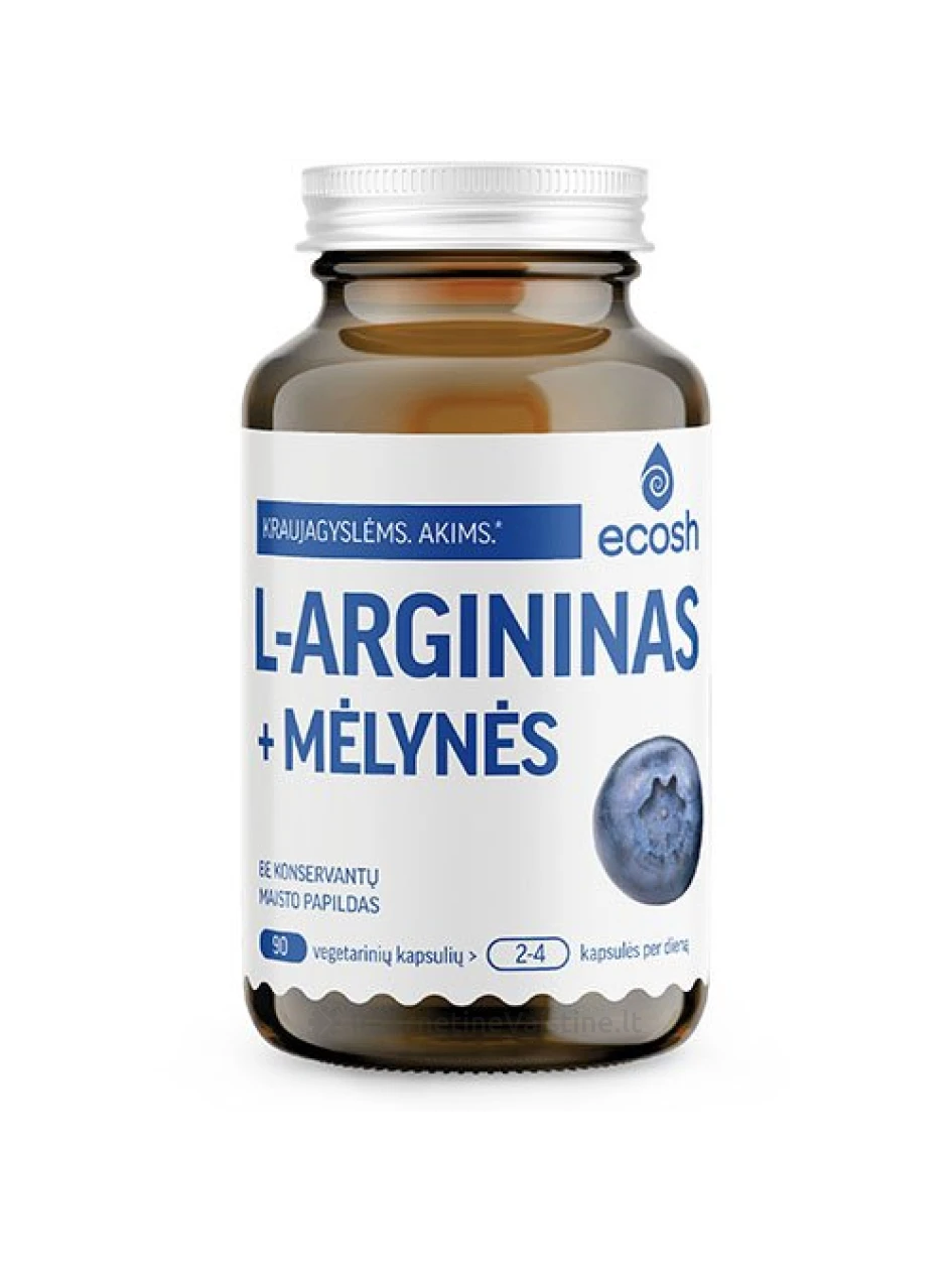 ECOSH L-argininas+mėlynės kaps. N90, 90 vnt. | internetinevaistine.lt