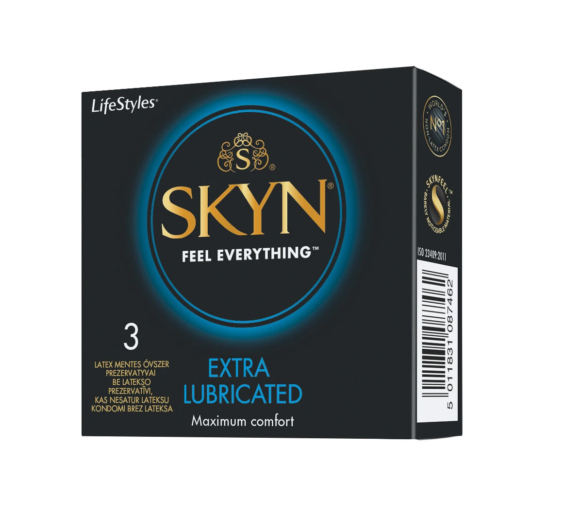 LIFESTYLES SKYN Extra Lube prezervatyvai, 3vnt.