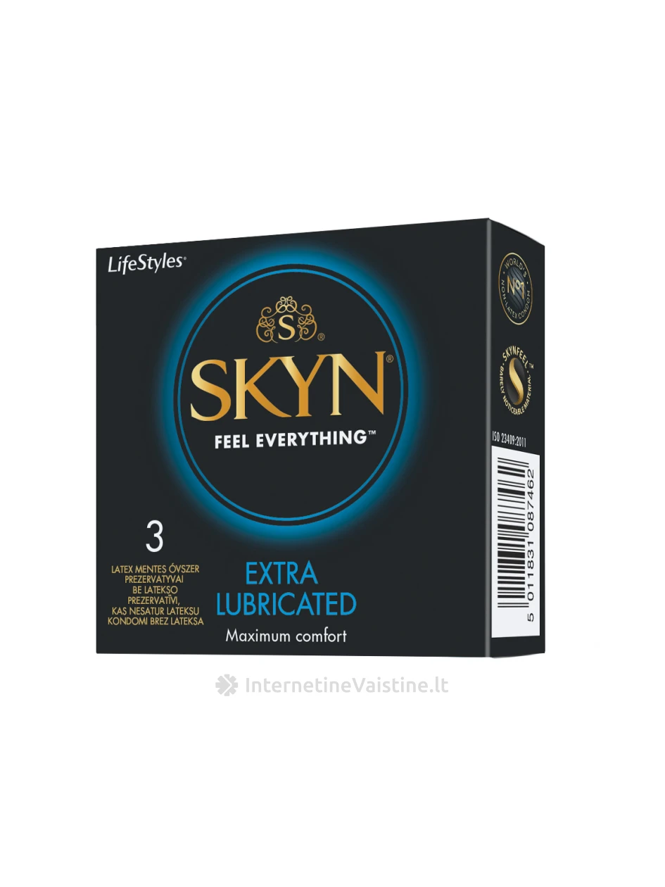 Prezervatyvai LIFESTYLES SKYN Extra Lube, 3 vnt, 3vnt. | internetinevaistine.lt
