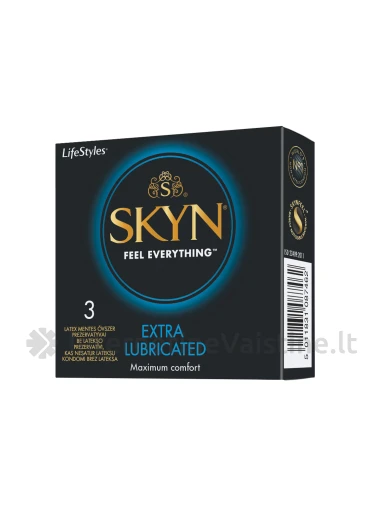 Prezervatyvai LIFESTYLES SKYN Extra Lube, 3 vnt, 3vnt. | internetinevaistine.lt