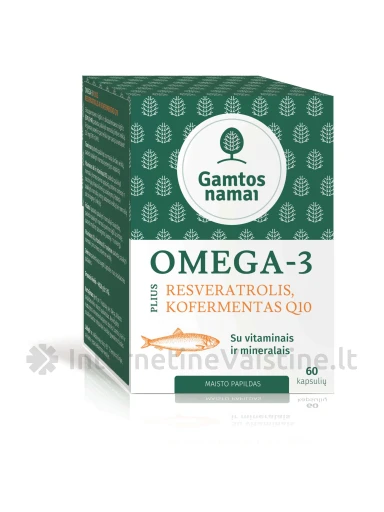 OMEGA-3 Plius Resveratrolis, Kofermentas Q10 minkšt. kaps. N60 | internetinevaistine.lt