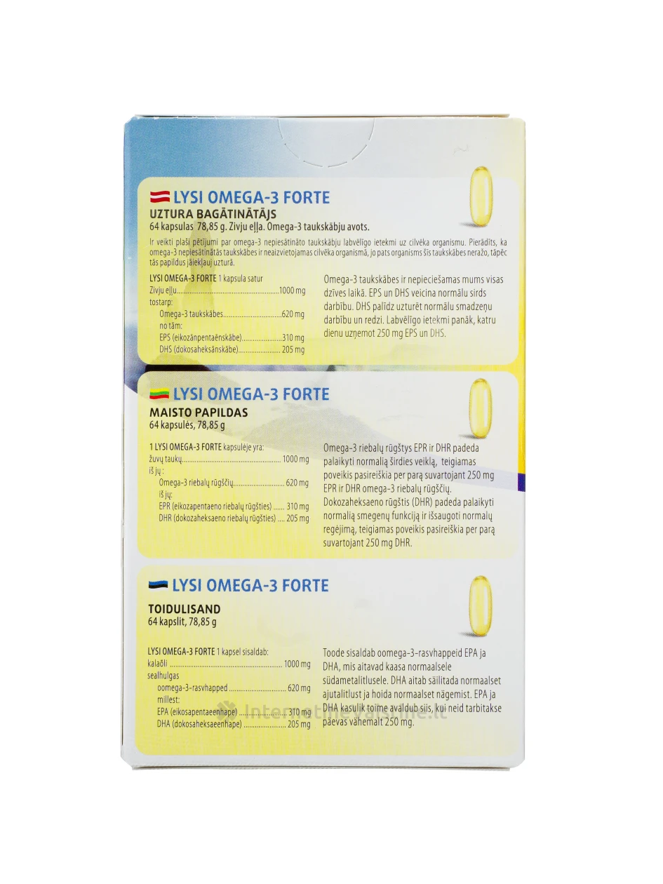Lysi OMEGA-3 FORTE - žuvų taukai, N64 | internetinevaistine.lt