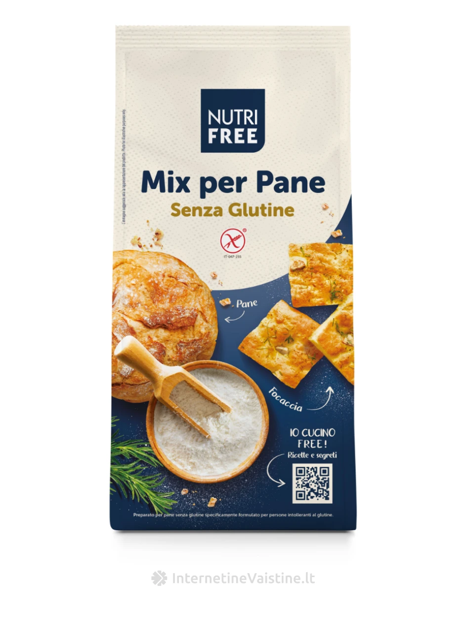 NUTRIFREE MIX PER PANE - miltų mišinys duonai be glitimo, 1kg | internetinevaistine.lt