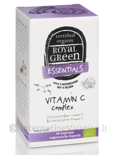 ROYAL GREEN BIO Vitamino C ir grybų kompleksas 180 mg N60 kaps. | internetinevaistine.lt