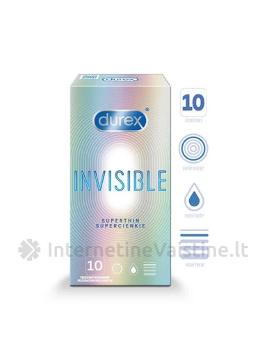 PREZ. DUREX INVISIBLE EXTRA SENSITIVE N10, 10 vnt. | internetinevaistine.lt