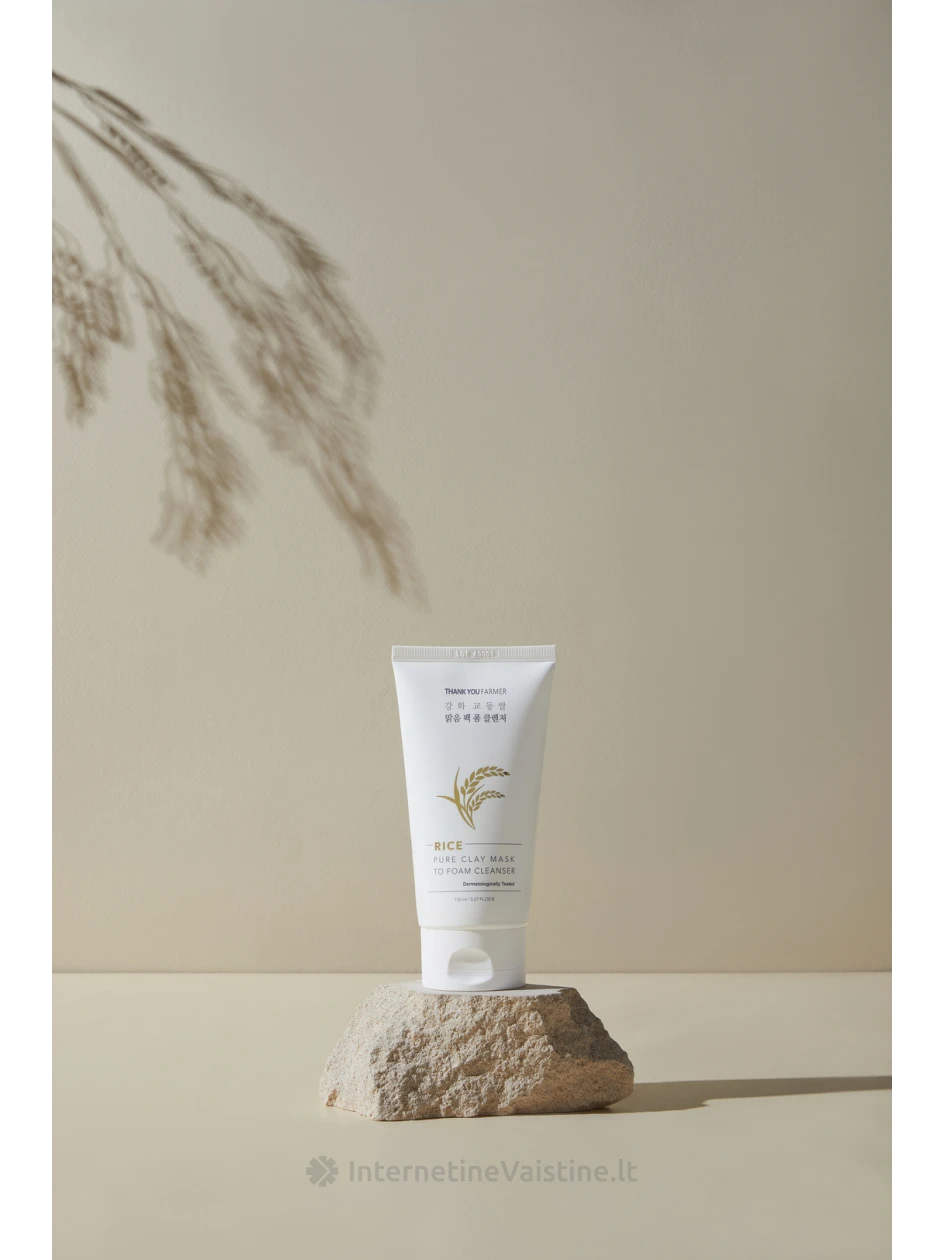THANK YOU FARMER Rice Pure Clay Mask/Foam valiklis 2in1, 150 ml | internetinevaistine.lt