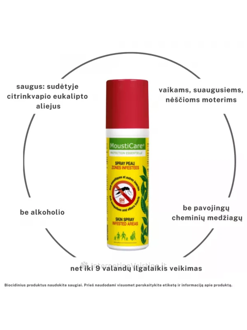MOUSTICARE odos purškalas nuo uodų, kitų geliančių vabzdžių ir erkių Infested Areas, 75 ml, Vnt | internetinevaistine.lt