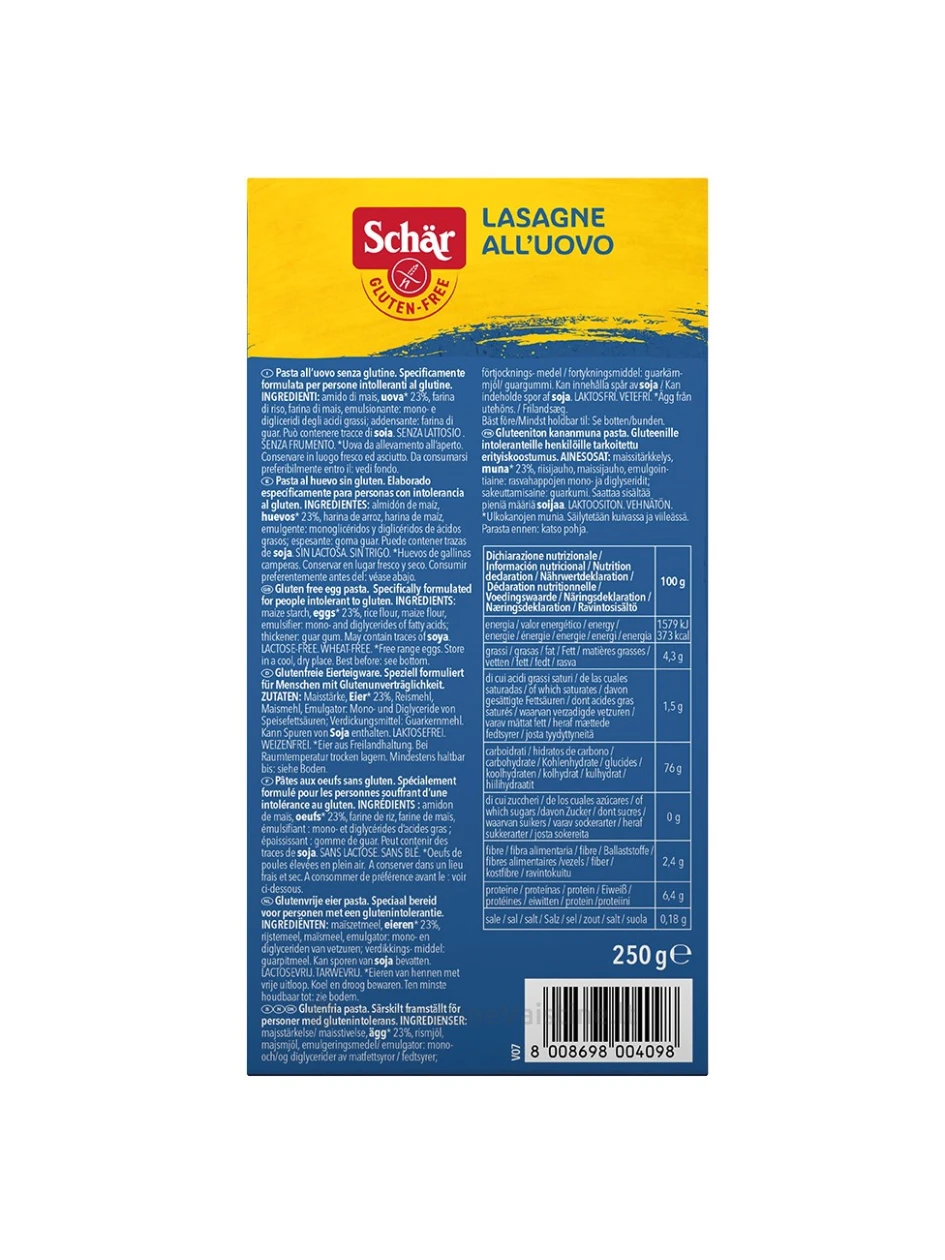 Schär LASAGNE – makaronų lakštai be glitimo, 250g | internetinevaistine.lt