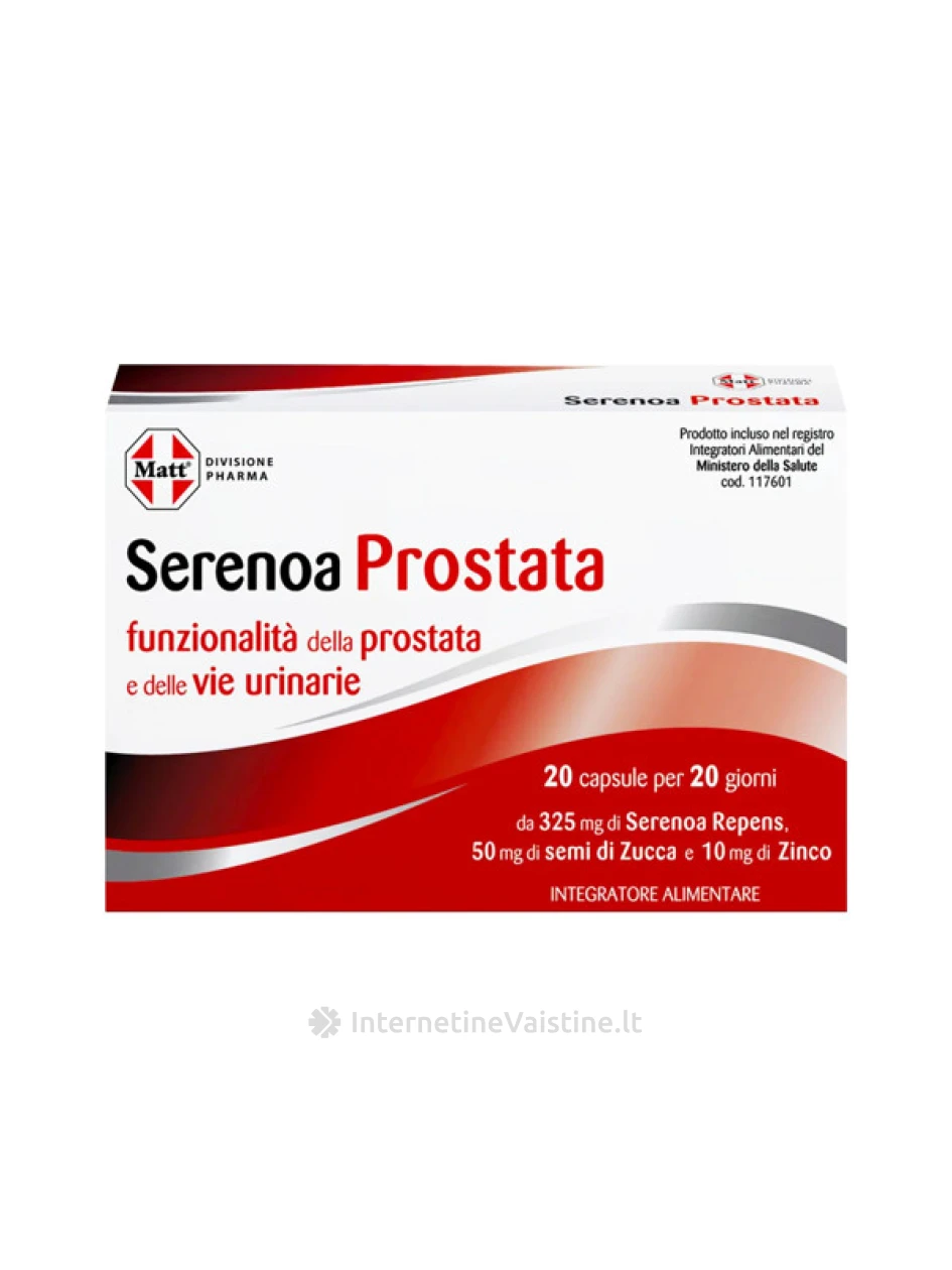 MATT DIVISIONE PHARMA Serenoa Prostata, maisto papildas vyrams, 20 kapsulių | internetinevaistine.lt