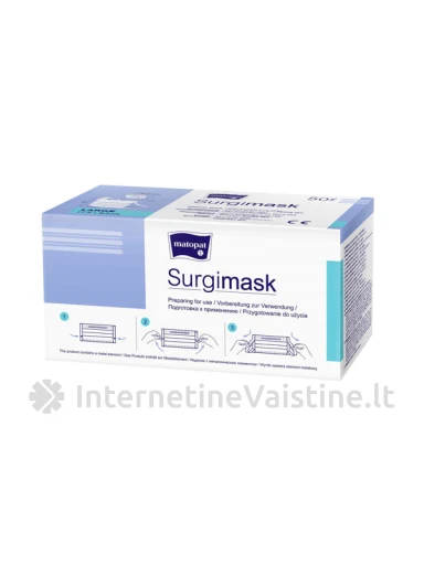 MATOPAT, Kaukė medicininė, 3 sluoksnių su elastingomis juostomis, L, N50 | internetinevaistine.lt