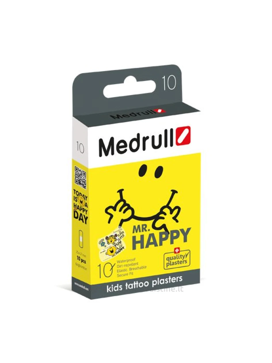 Pleistras "Mr.Happy" 10 vnt. Medrull (vaikiškas) | internetinevaistine.lt