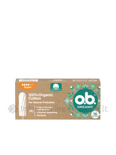 Tamponai O.B. Organic Super 16 vnt., 16vnt. | internetinevaistine.lt