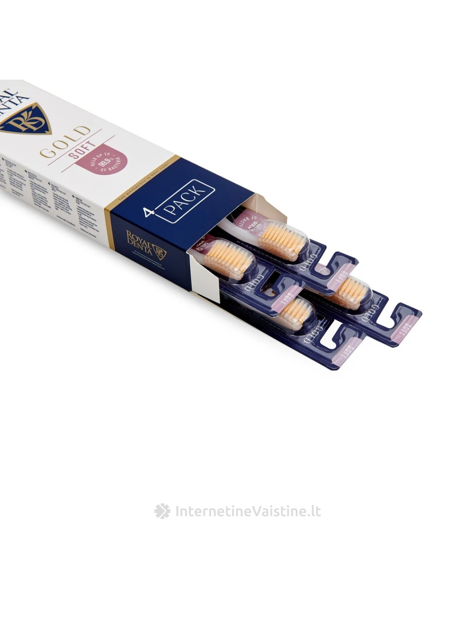 ROYAL DENTA dantų šepetėlių rinkinys GOLD SOFT, 4 vnt. | internetinevaistine.lt