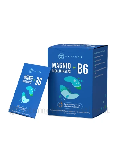 SAPIENS Magnio bisglicinatas + B6, 20 pakelių | internetinevaistine.lt