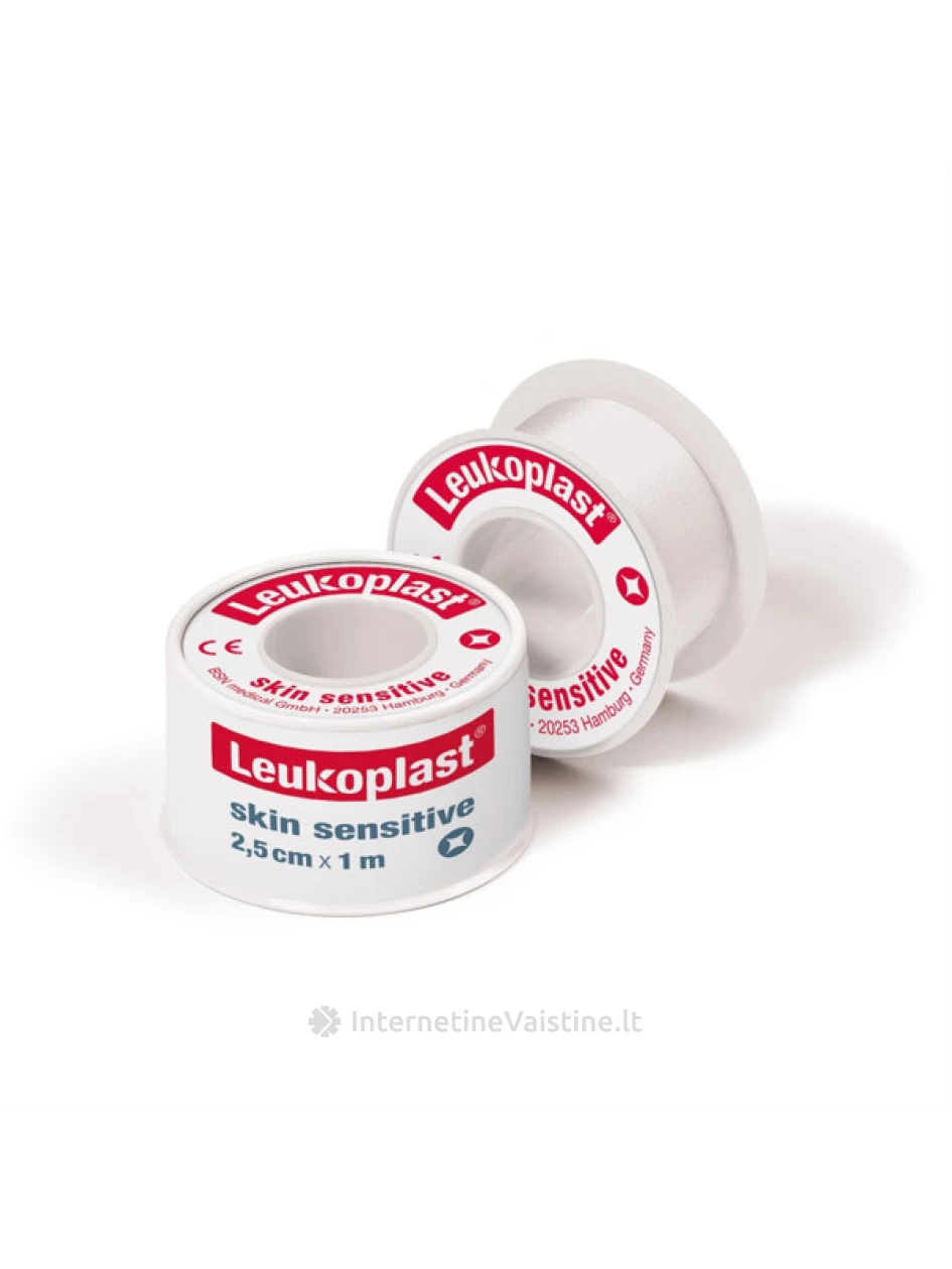LEUKOPLAST Skin Sensitive silikonu dengtas medicininis pleistras plastikinėje ritėje 2, 5 cm x 1 m N1 | internetinevaistine.lt