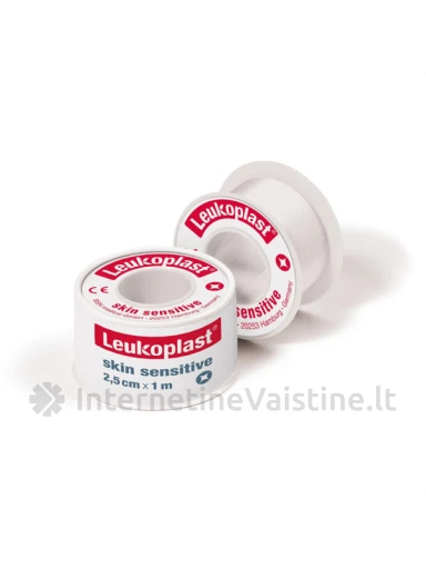 LEUKOPLAST Skin Sensitive silikonu dengtas medicininis pleistras plastikinėje ritėje 2, 5 cm x 1 m N1 | internetinevaistine.lt