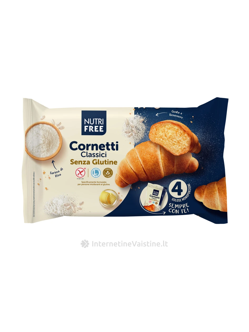 NUTRIFREE CORNETTI CLASSICI - kruasanai be glitimo, 200g | internetinevaistine.lt