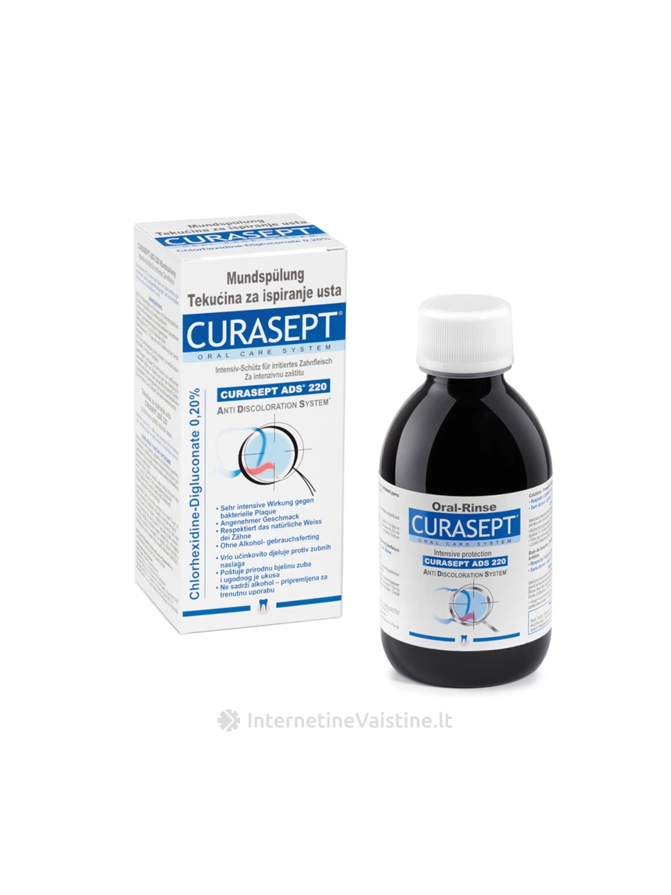 CURASEPT skalavimo skystis su 0,20% chlorheksidino ADS 220, 200 ml, Vnt | internetinevaistine.lt