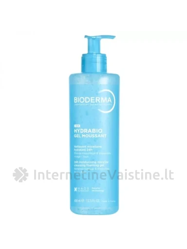 BIODERMA micelinis veido prausiklis HYDRABIO GEL MOUSSANT, 400 ml | internetinevaistine.lt