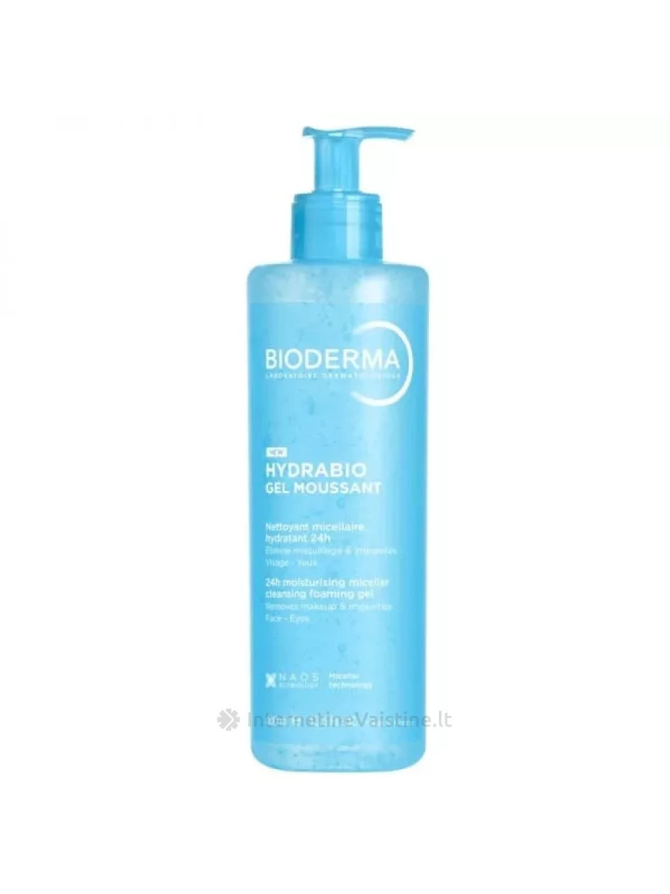 BIODERMA micelinis veido prausiklis HYDRABIO GEL MOUSSANT, 400 ml | internetinevaistine.lt