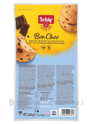 Schär BON CHOC - bandelės su šokolado gabaliukais be glitimo, 220g | internetinevaistine.lt