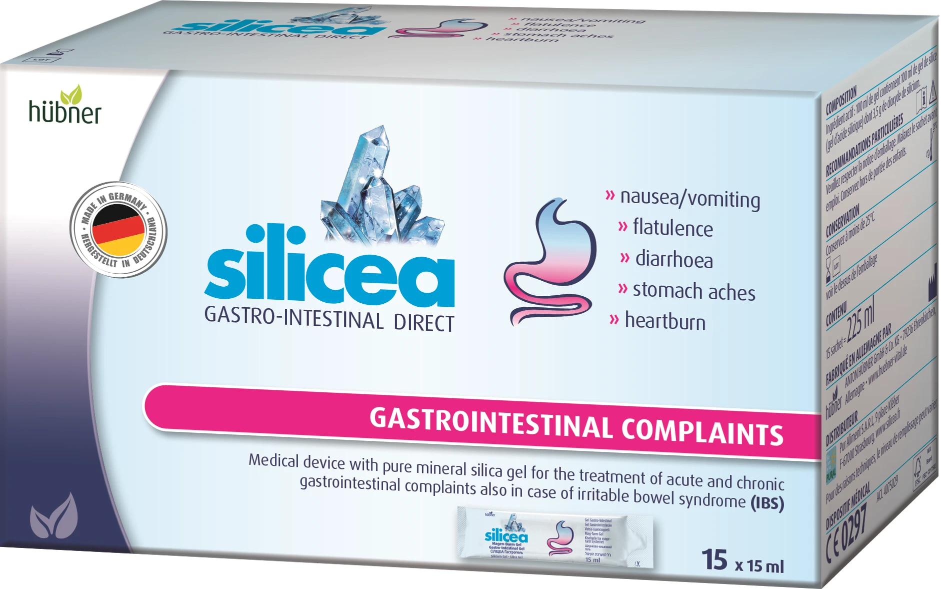 SILICEA GASTRO-INTESTINAL DIRECT, 15X15 ml