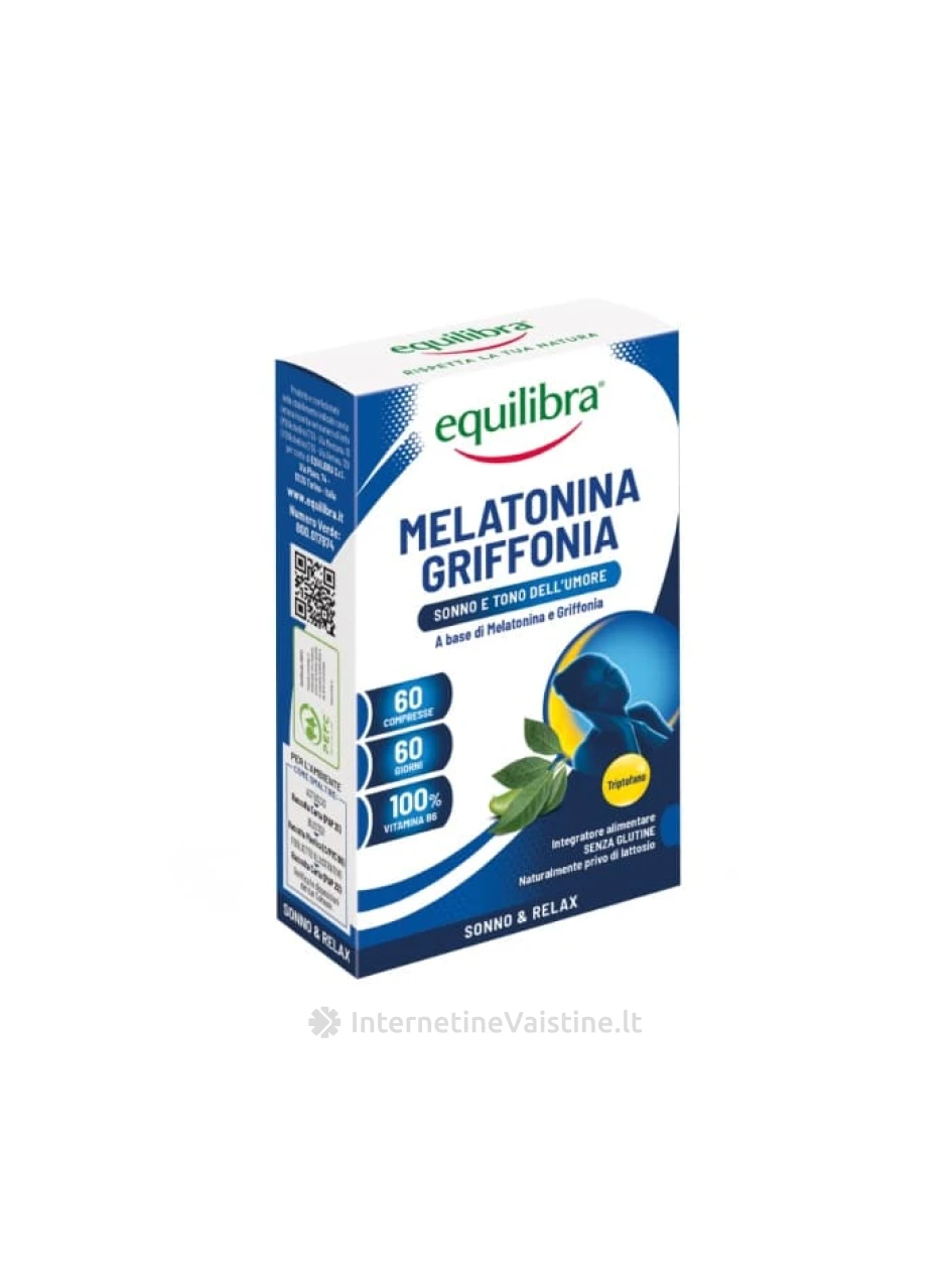 EQUILIBRA ramiam miegui Melatonin + Grifonia, tab. N60 | internetinevaistine.lt