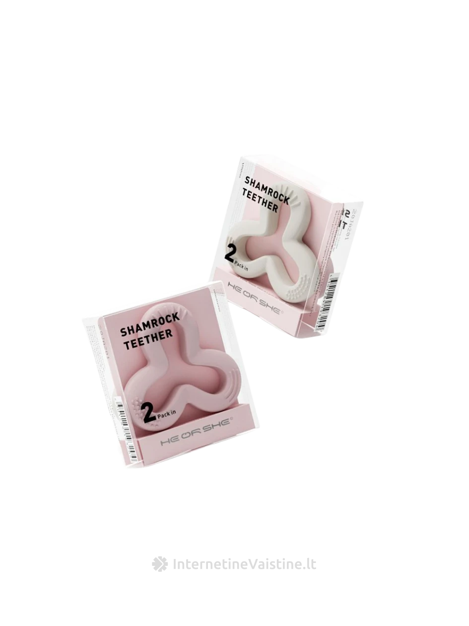 HEORSHE Silikoninis kramtukas Shamrock Balta + Rožinė 2 vnt., N1 | internetinevaistine.lt