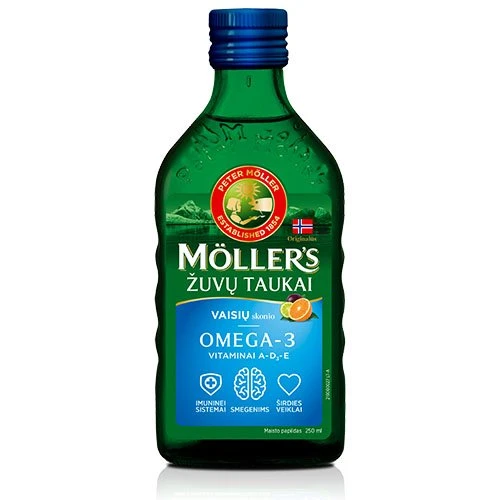 MOLLER`S (Tutti-Frutti) vaisių skonio žuvų taukai, 250 ml