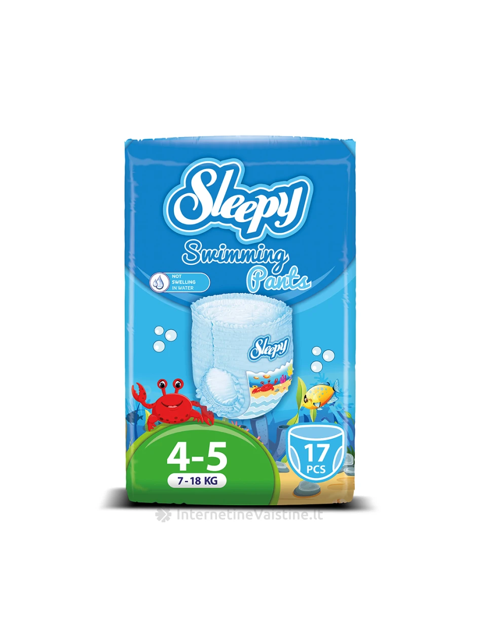 SLEEPY vaikiškos maudymosi kelnaitės-sauskelnės, 4-5d. (7-18kg), 17 vnt. | internetinevaistine.lt