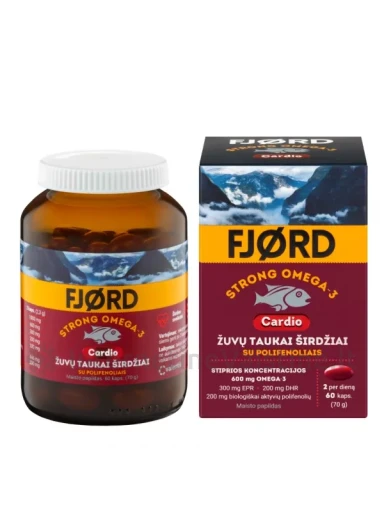 FJORD STRONG OMEGA-3 žuvų taukai su polifenoliais CARDIO caps. N60 | internetinevaistine.lt