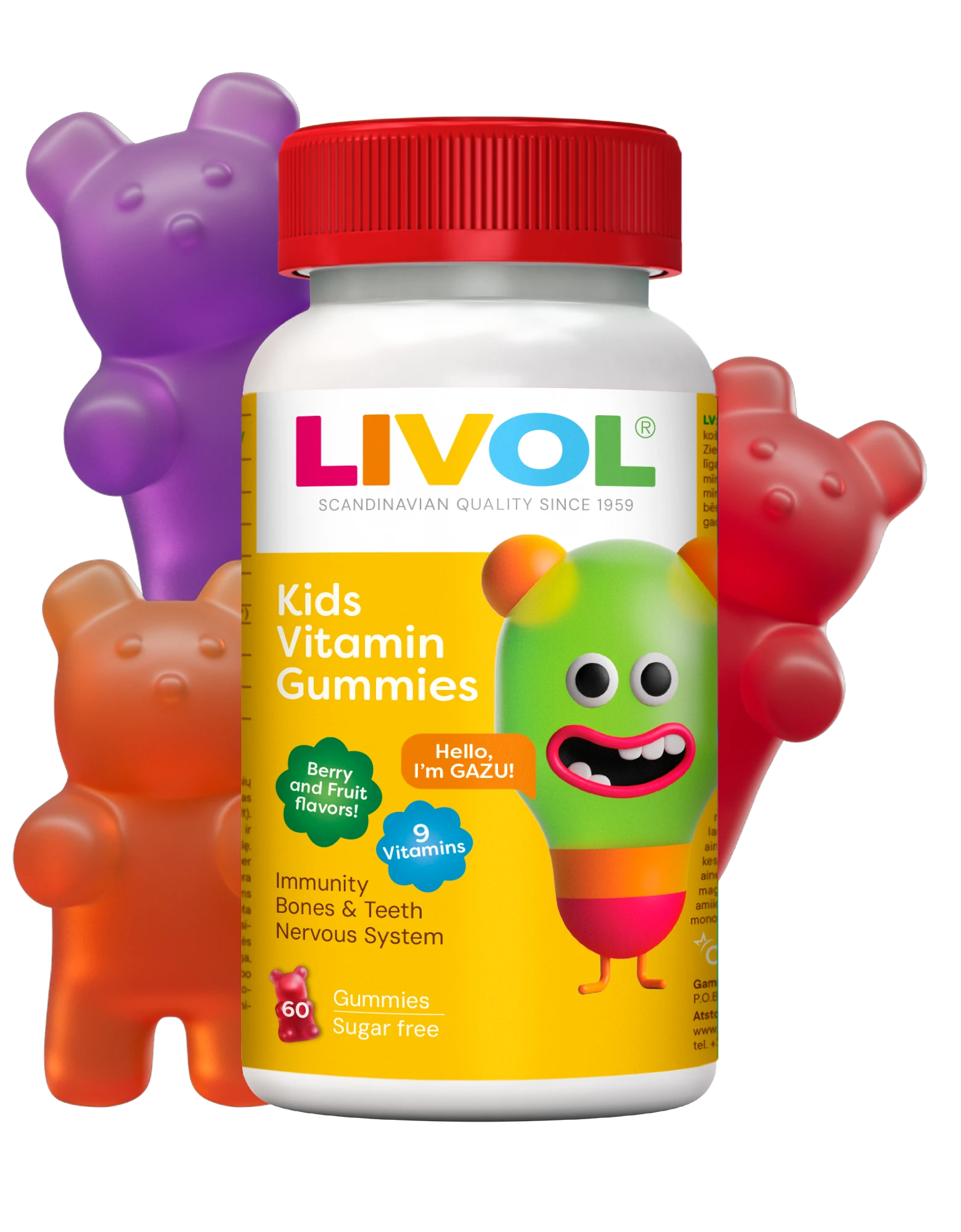 LIVOL MULTI maisto papildas vaikams, 60 guminukų