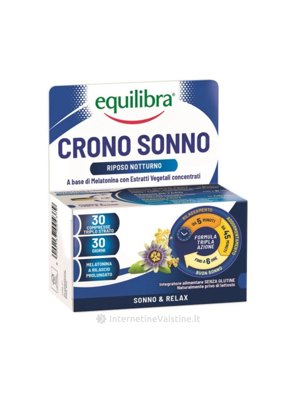 EQUILIBRA, miegui ir atsipalaidavimui Crono Sonno tab. N30 | internetinevaistine.lt