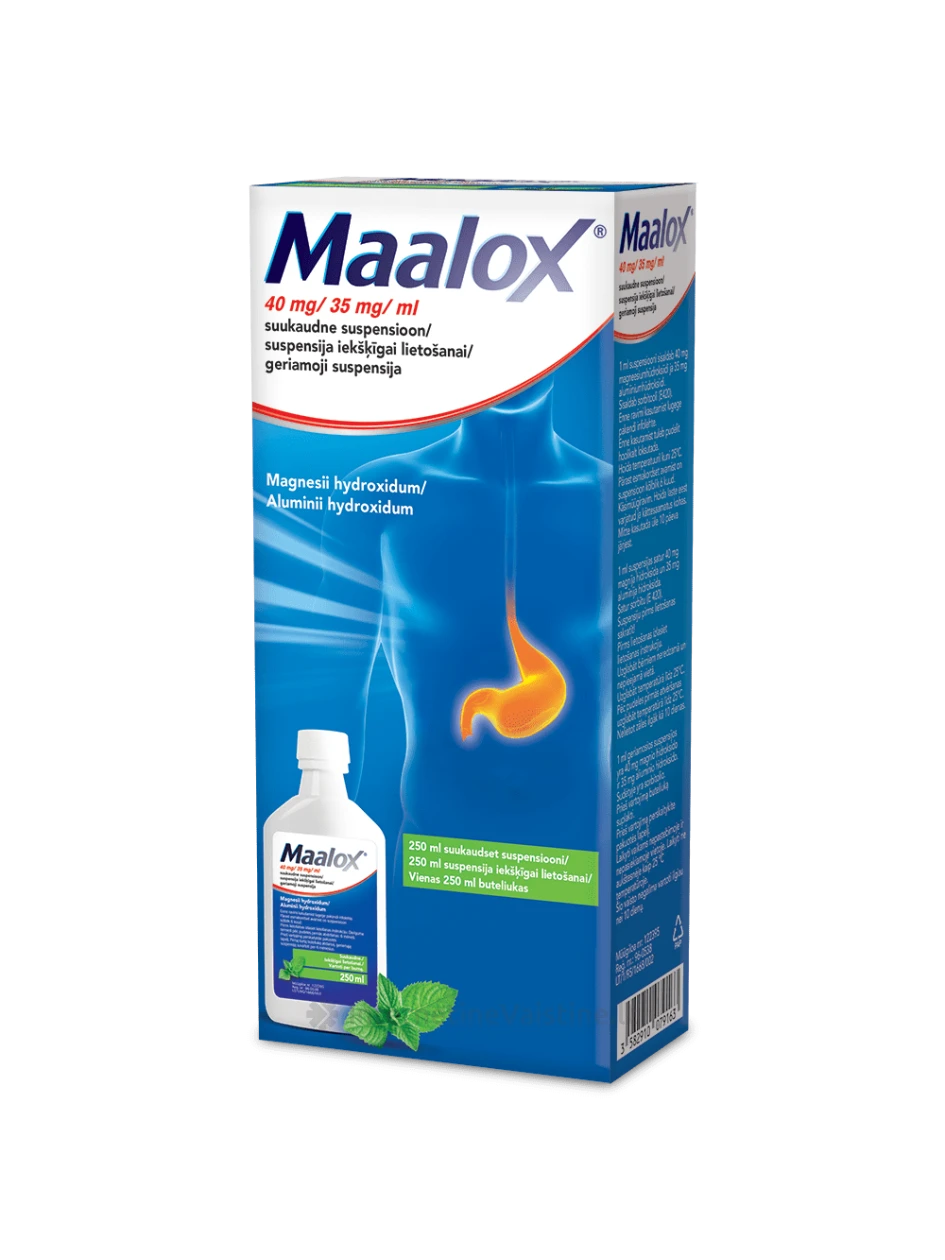 MAALOX 40 mg/35 mg/ml geriamoji suspensija 250ML | internetinevaistine.lt