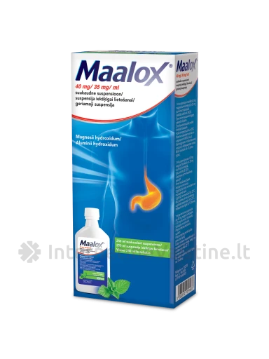 MAALOX 40 mg/35 mg/ml geriamoji suspensija 250ML | internetinevaistine.lt