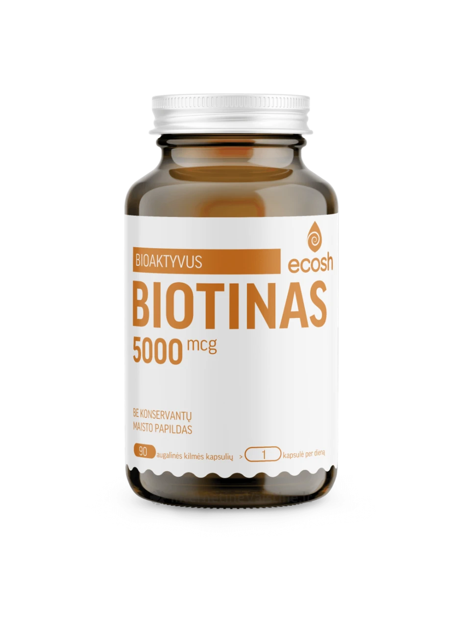 ECOSH bioaktyvus Biotinas, 5000µg, 90 kapsulių | internetinevaistine.lt